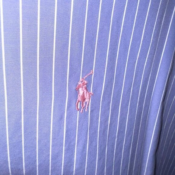 Polo Ralph Lauren Blue Striped Pinpoint Oxford Button Down Shirt Sz L - Picture 4 of 8